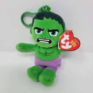 Ty Green and Purple Plush Keychain